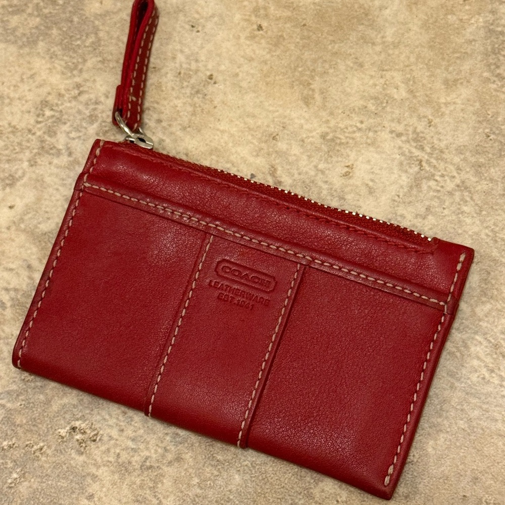 Coach Vintage Red Leather Mini Card Case/Coin Purse